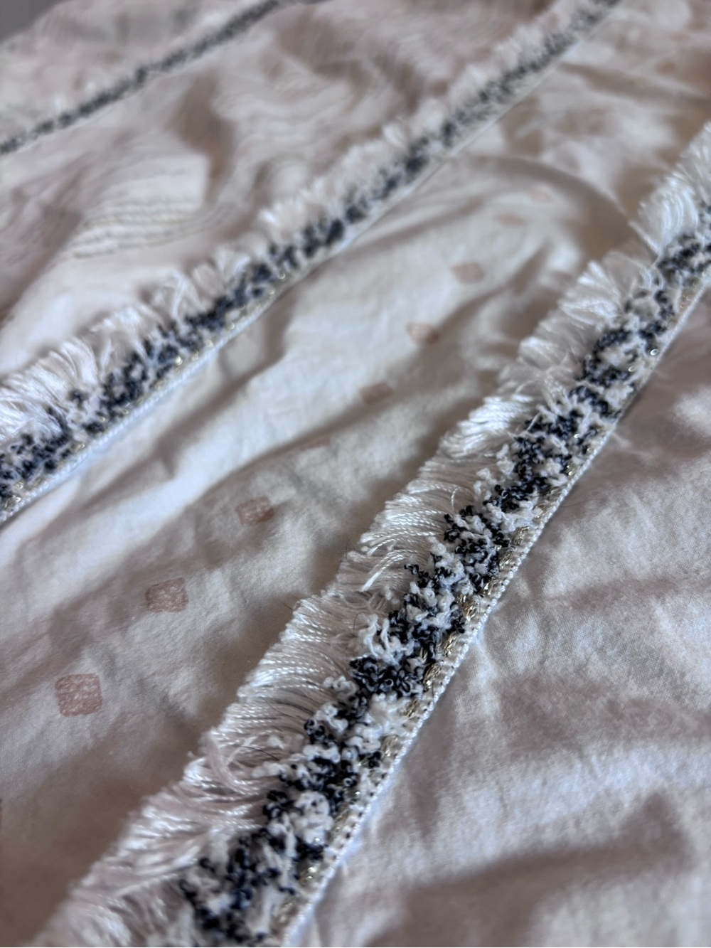 Ink+Ivy Nea Neutral Stripe Fringe King Duvet Cover & shams boho shabby chic - Picture 8 of 10